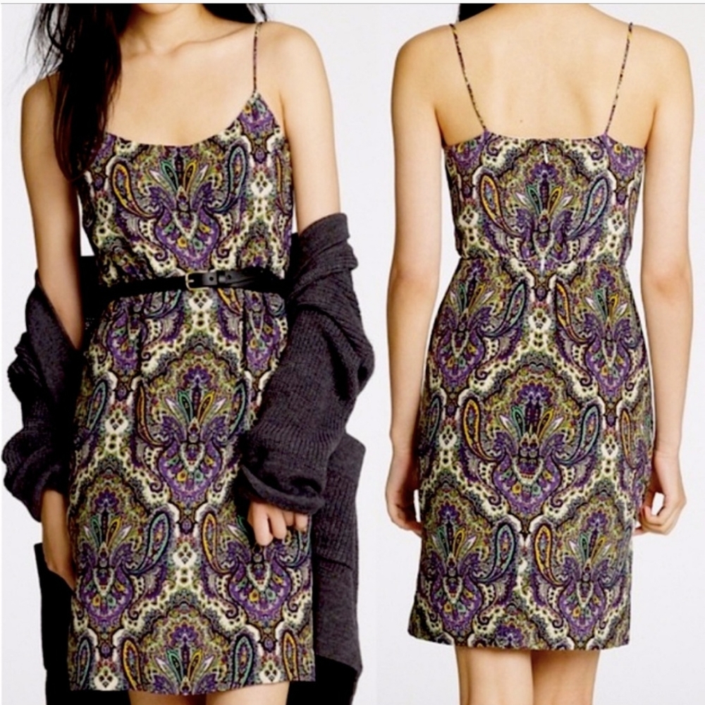 J.Crew Blouson Silk Dress in Royal Paisley Size 8 - Picture 16 of 16